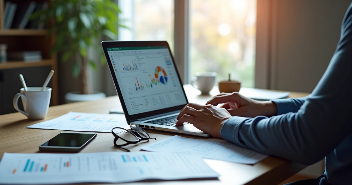 Pessoa analisando dados em computador com gráficos e anotações para evitar viés cognitivo 