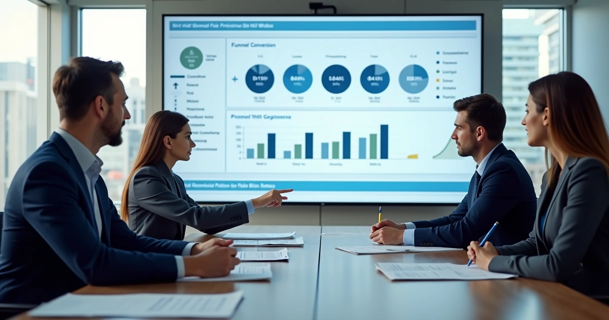 Executives reviewing pricing and pipeline charts