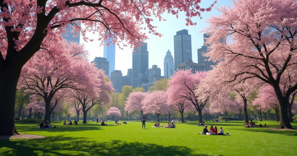 Flores no Central Park durante a primavera 
