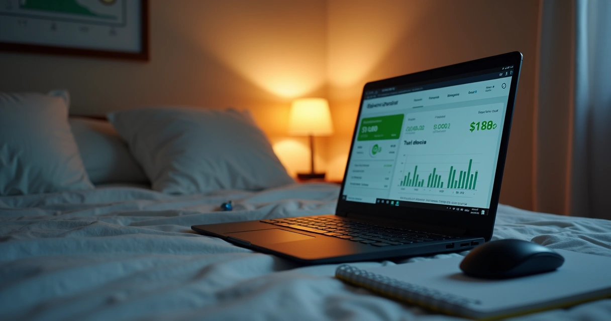 Afiliado iniciante trabalhando com notebook simples fazendo primeira venda online 