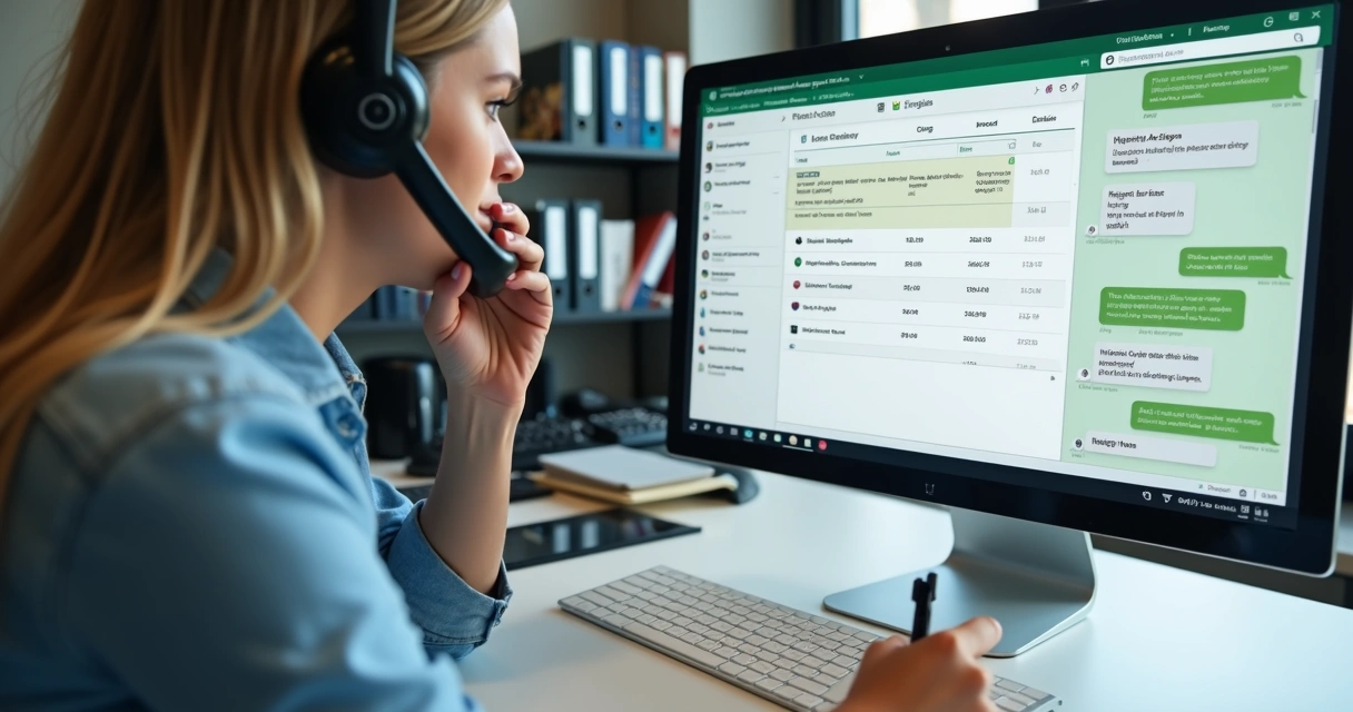 Pessoa atendendo cliente jurídico ao celular com computador aberto ao lado 