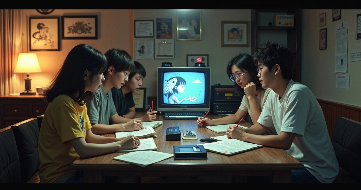 Círculo de amigos legendando anime em VHS nos anos 90 