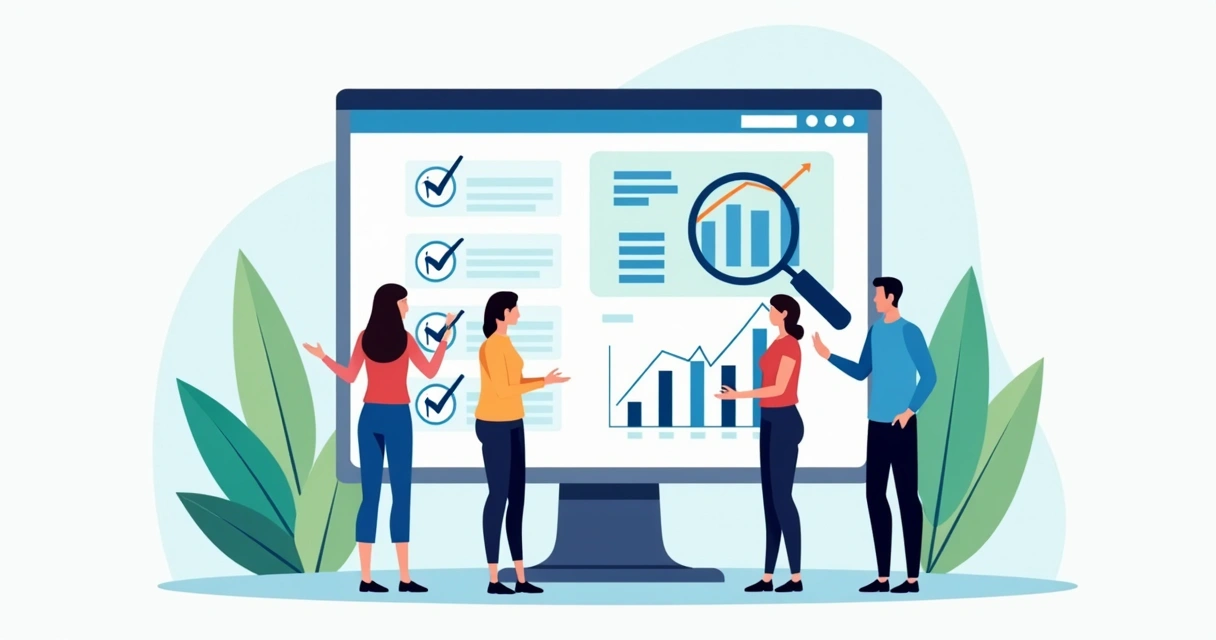 Conjunto de ícones sobre práticas iniciais de SEO