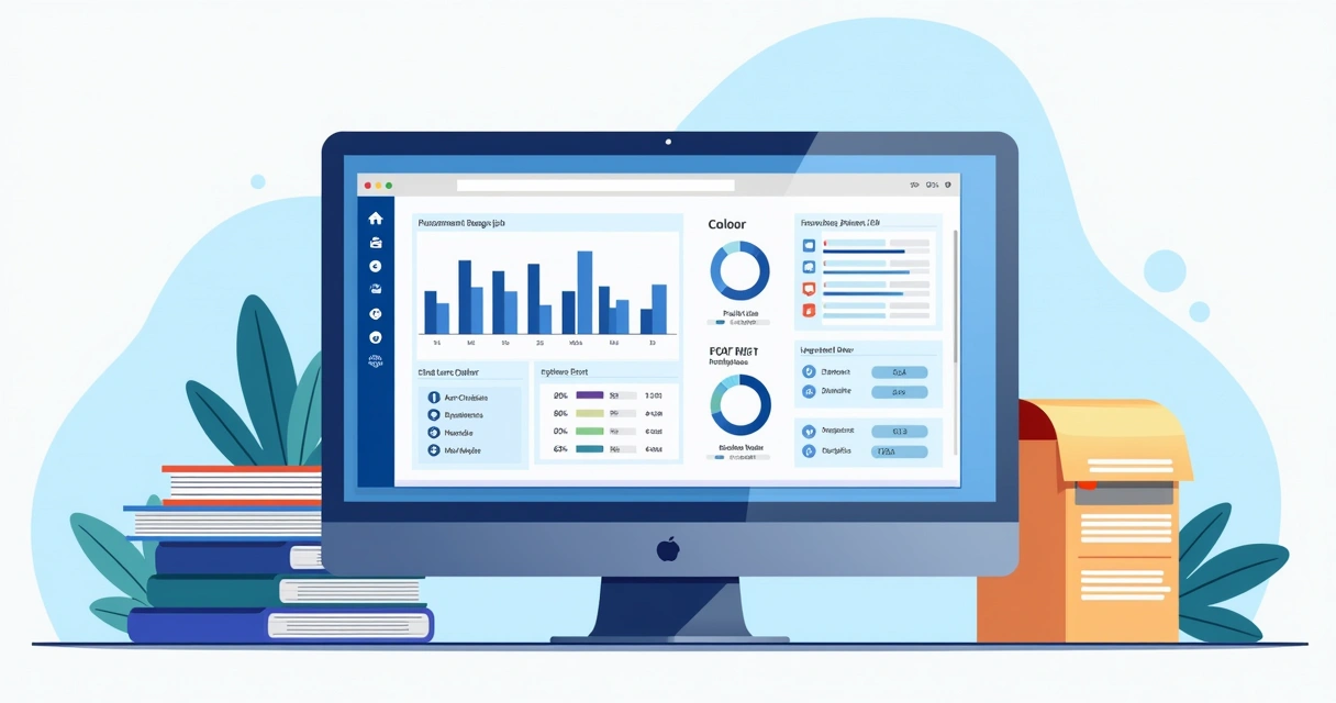 Digital dashboard with print job statistics and color usage chart