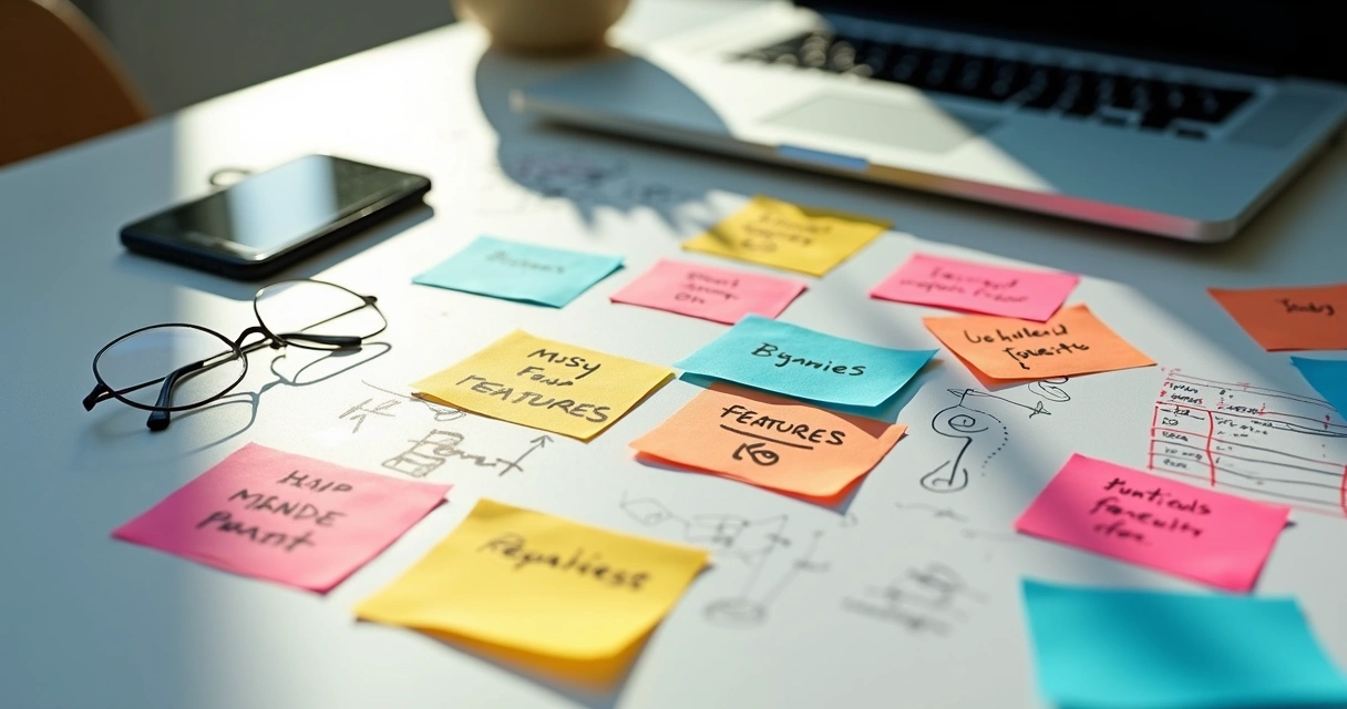 Sticky notes for prioritizing MVP features 