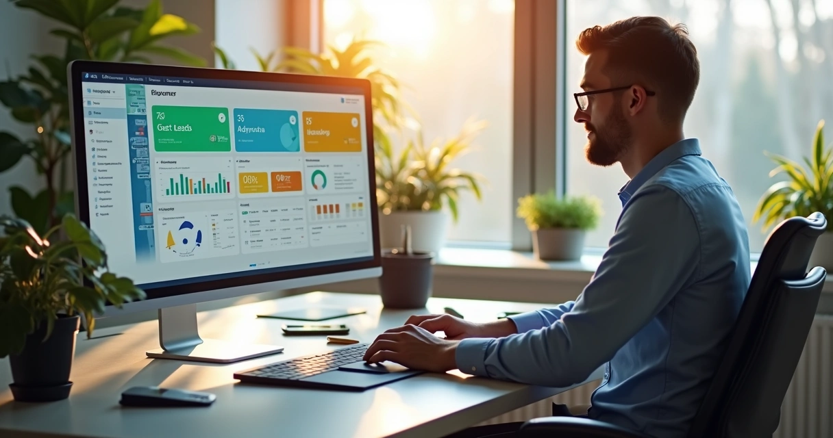 Gestor analisando lista de leads em tela com destaques de clientes potenciais 