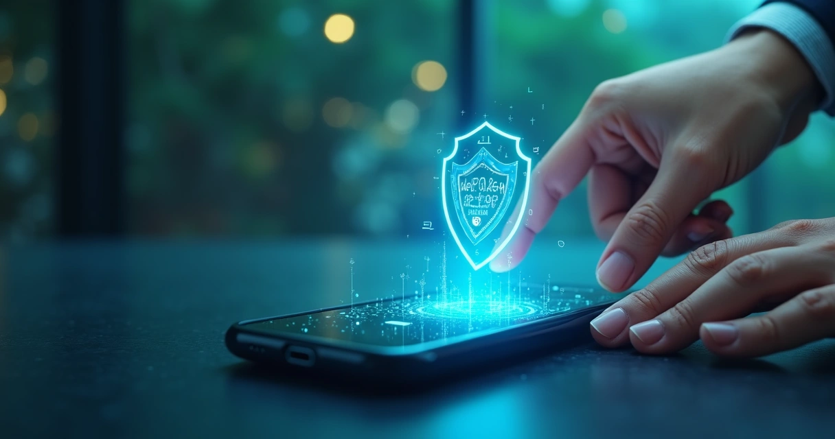 Representação de proteção de dados digitais em loja de celular 