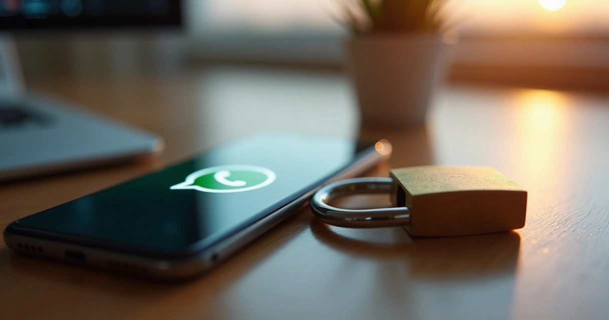 Cadeado e smartphone sobre a mesa