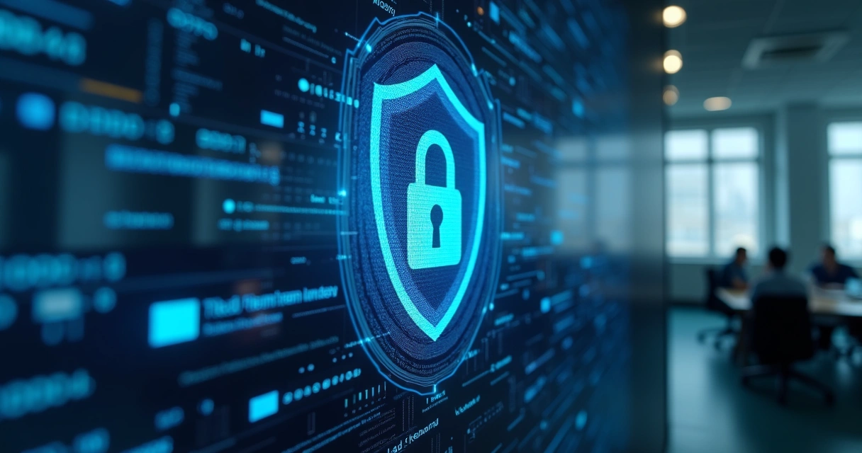 Sistema digital protegendo dados de clientes com IA