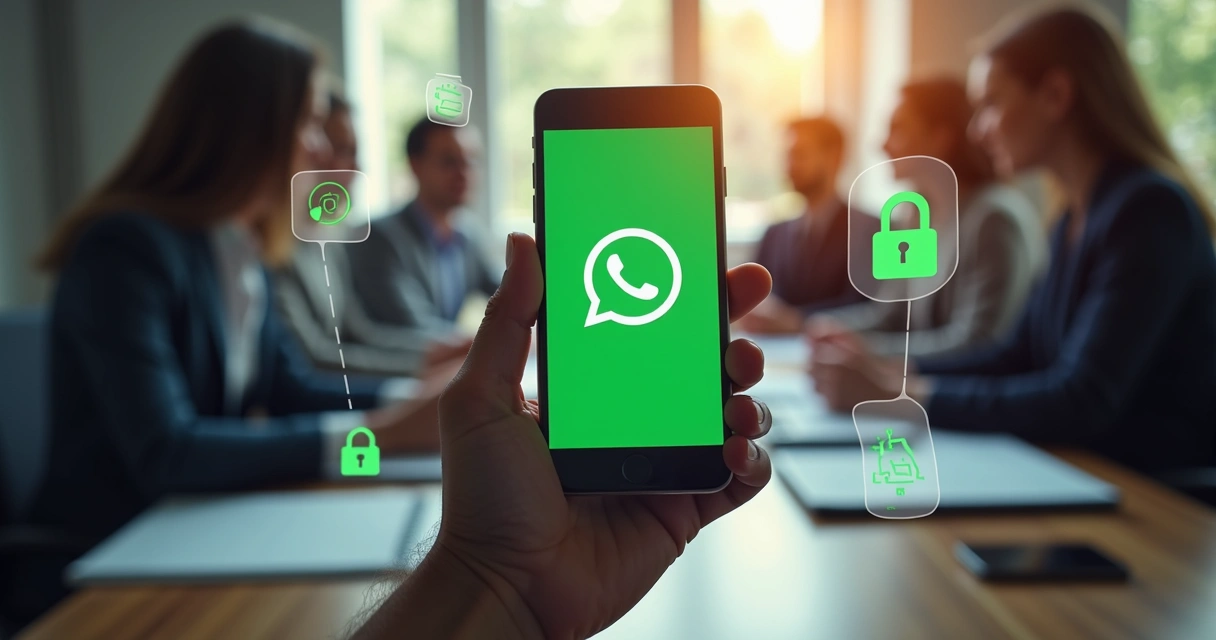 Ícones de cadeado, smartphone e chat próximos, simbolizando privacidade em mensagens