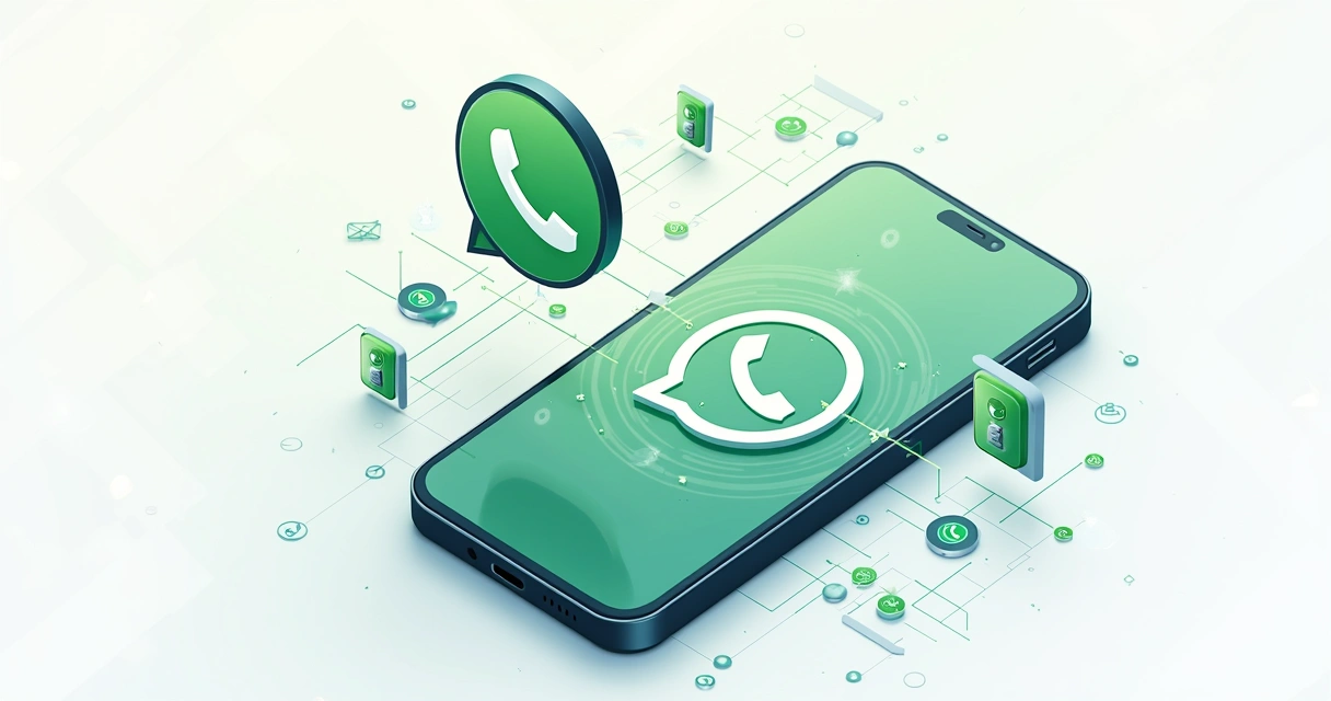 Ilustração de uma tela de smartphone mostrando conversa no WhatsApp com cadeados e ícones de privacidade 