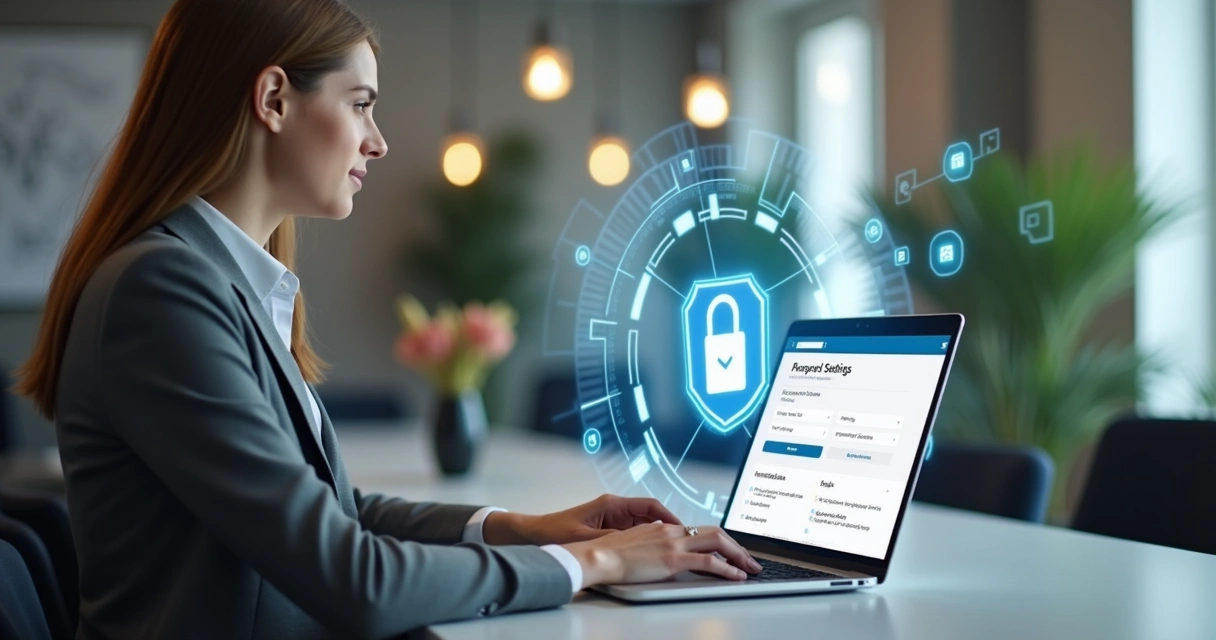 Pessoa ajustando configurações de privacidade no LinkedIn 