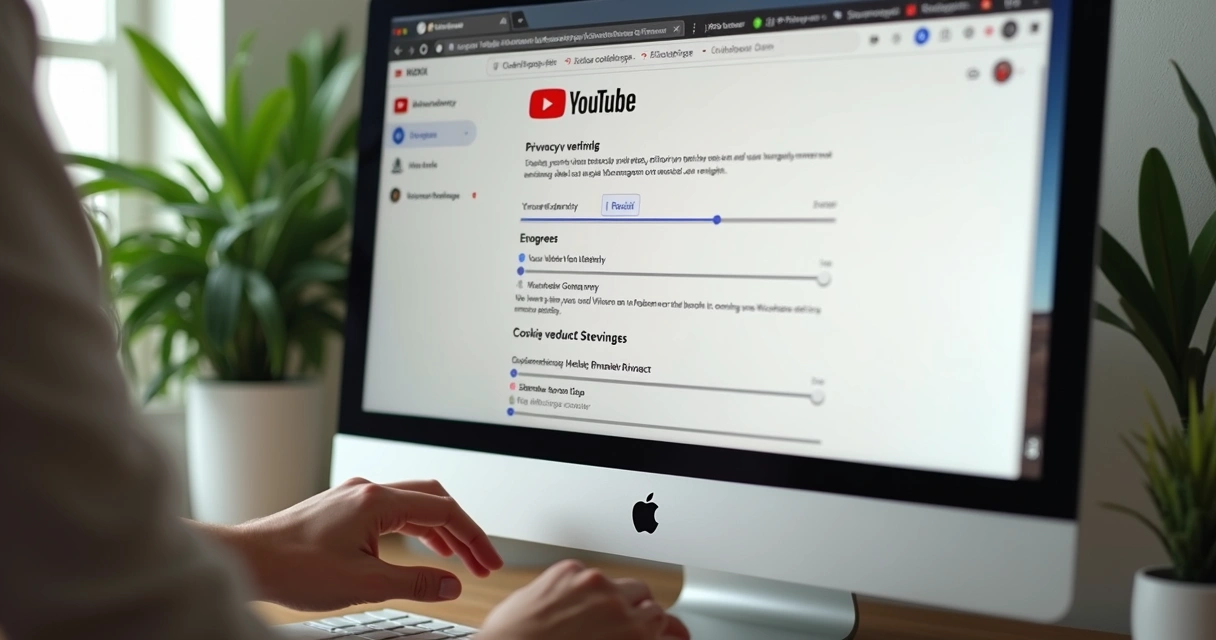 Usuário configurando opções de privacidade em tela do computador 