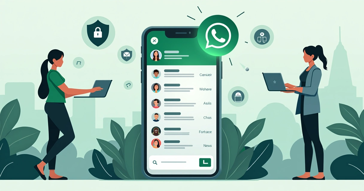 Ilustração de usuário configurando nome de usuário no WhatsApp com foco em privacidade 