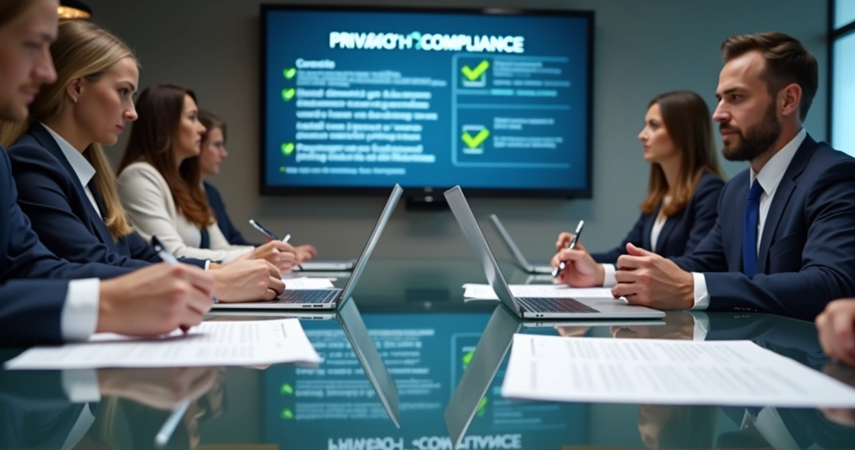 HR staff signing privacy compliance policy documents 