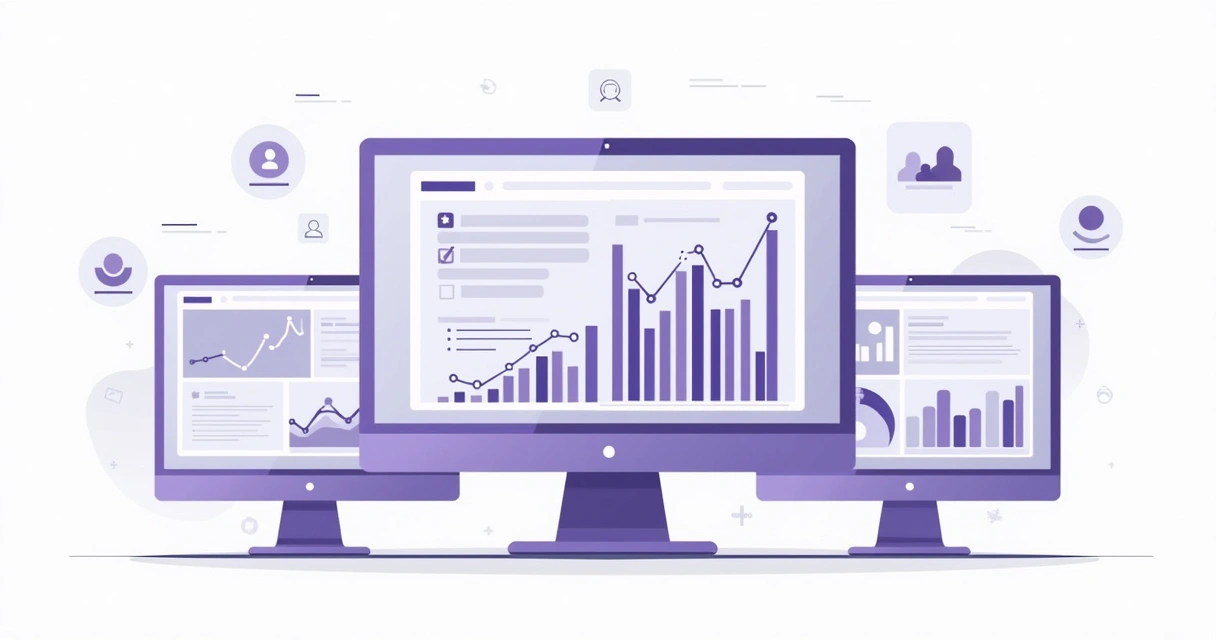 Automated PRM reports and performance charts, with simple graphs and icons 