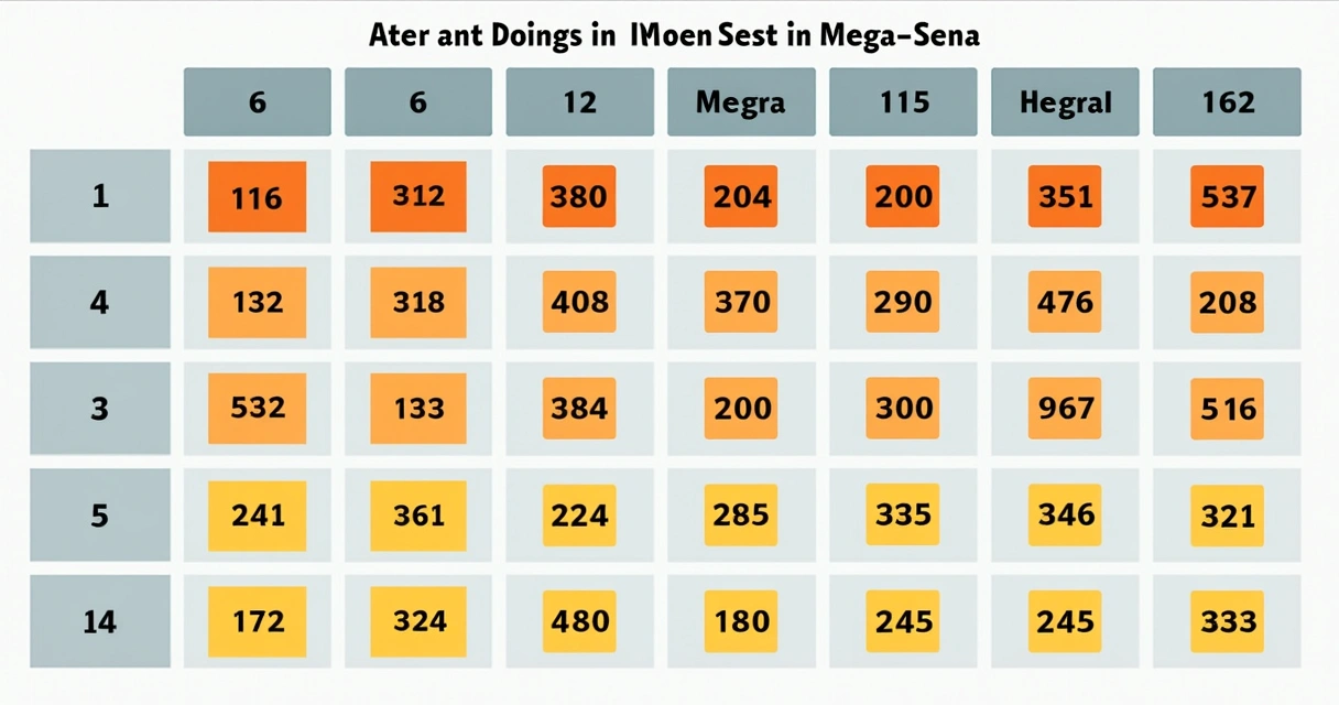 Tabela simples mostrando várias apostas e chances na Mega-Sena 
