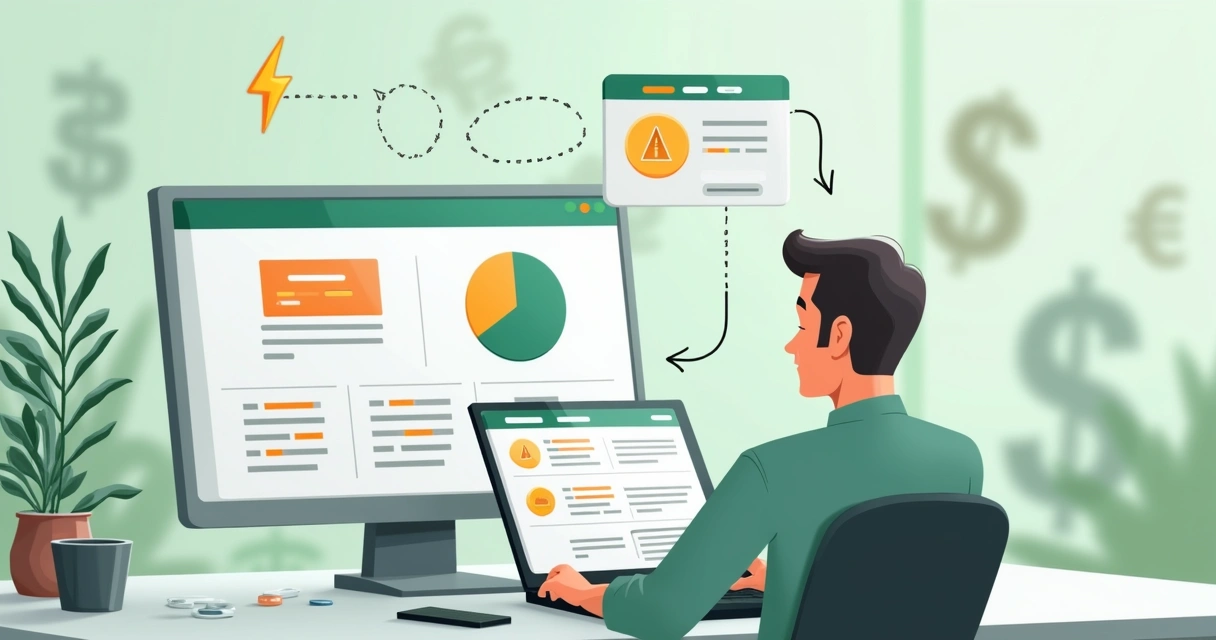 Painel digital exibindo falhas de integração entre sistemas de pagamento. 