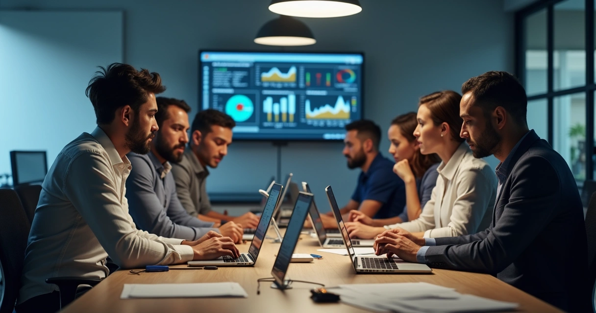 Equipe de TI discutindo integração de sistemas