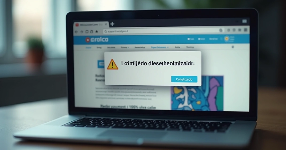 Tela de site mostrando mensagem de conteúdo desatualizado devido ao cache 