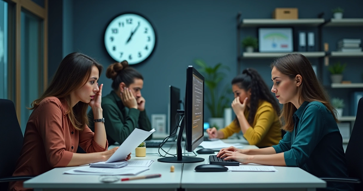 Equipe lidando com problemas no departamento pessoal 