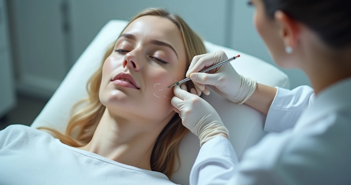 Aplicação de fios de PDO para lifting facial 