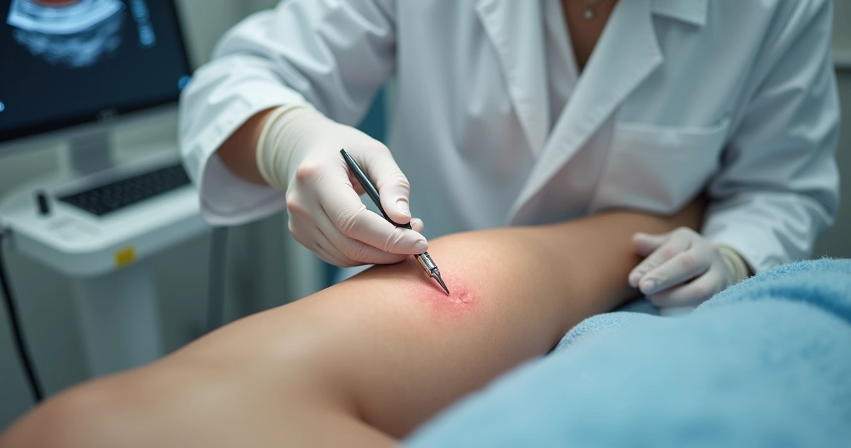 Procedimento de varizes com laser guiado por ultrassom