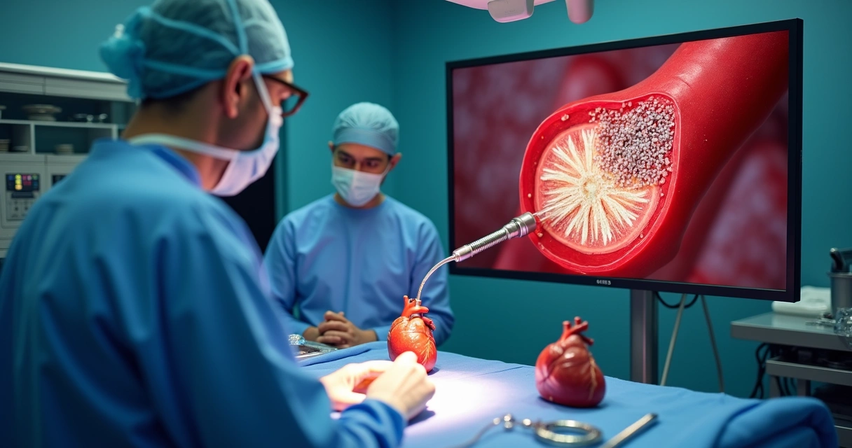 Procedimento de litotripsia intracoronária em artéria calcificada 