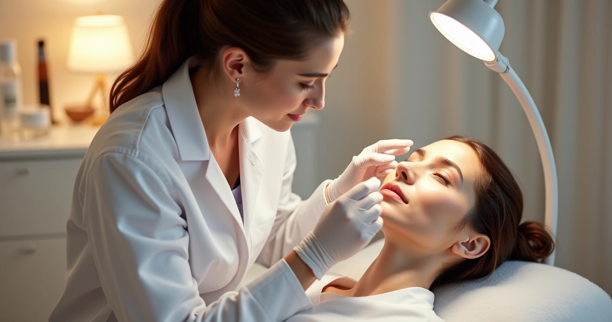 Técnicas de harmonização facial sendo aplicadas em uma clínica moderna 