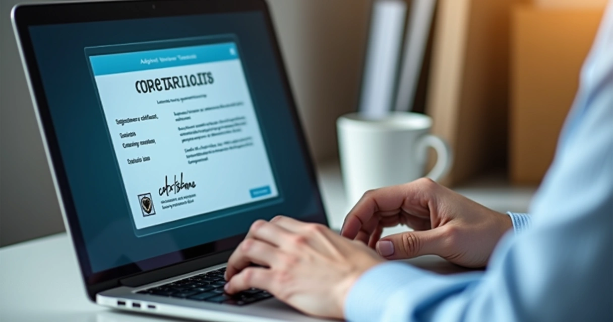 Persona firmando digitalmente un documento en una computadora 