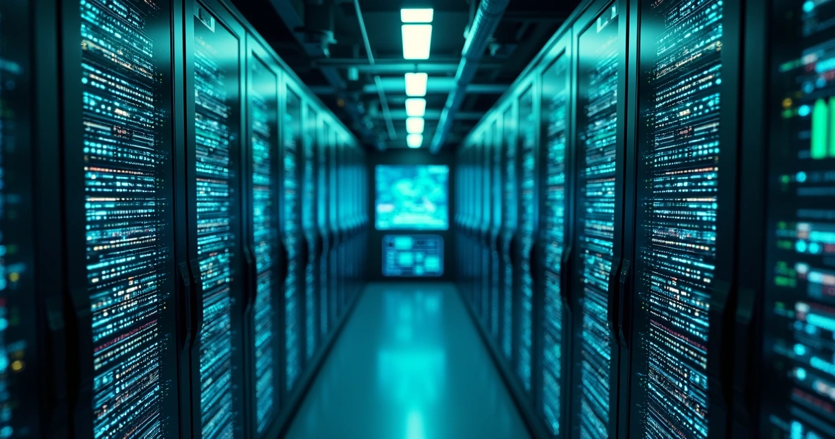 Ilustração de servidores processando dados em paralelo 