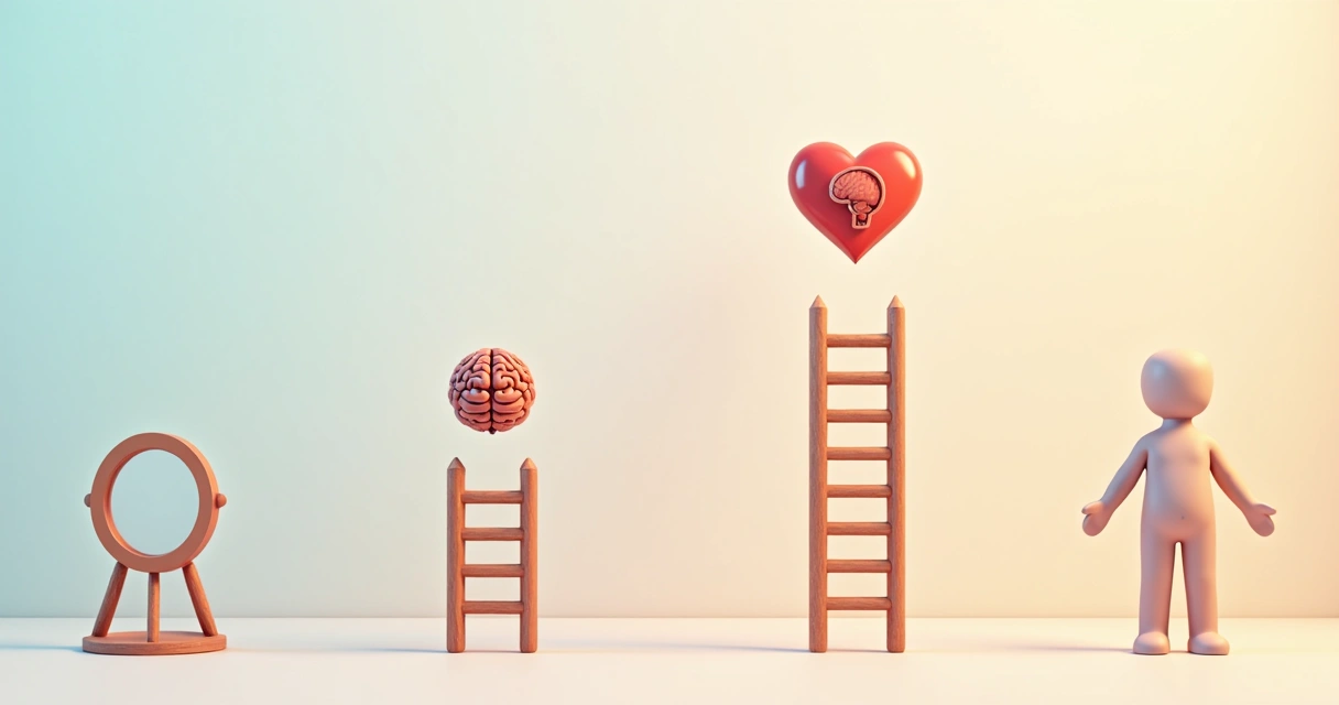 Infográfico mostra as etapas do amadurecimento consciente, do autoconhecimento à autonomia.