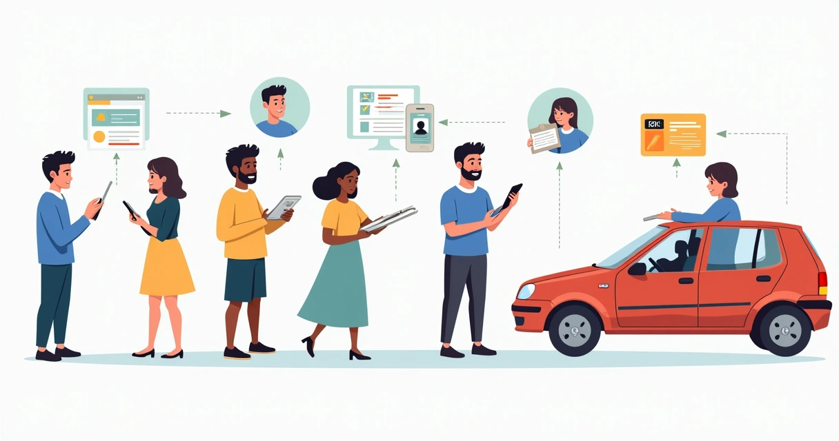 Etapas do processo para tirar CNH pelo aplicativo, em sequência ilustrada 