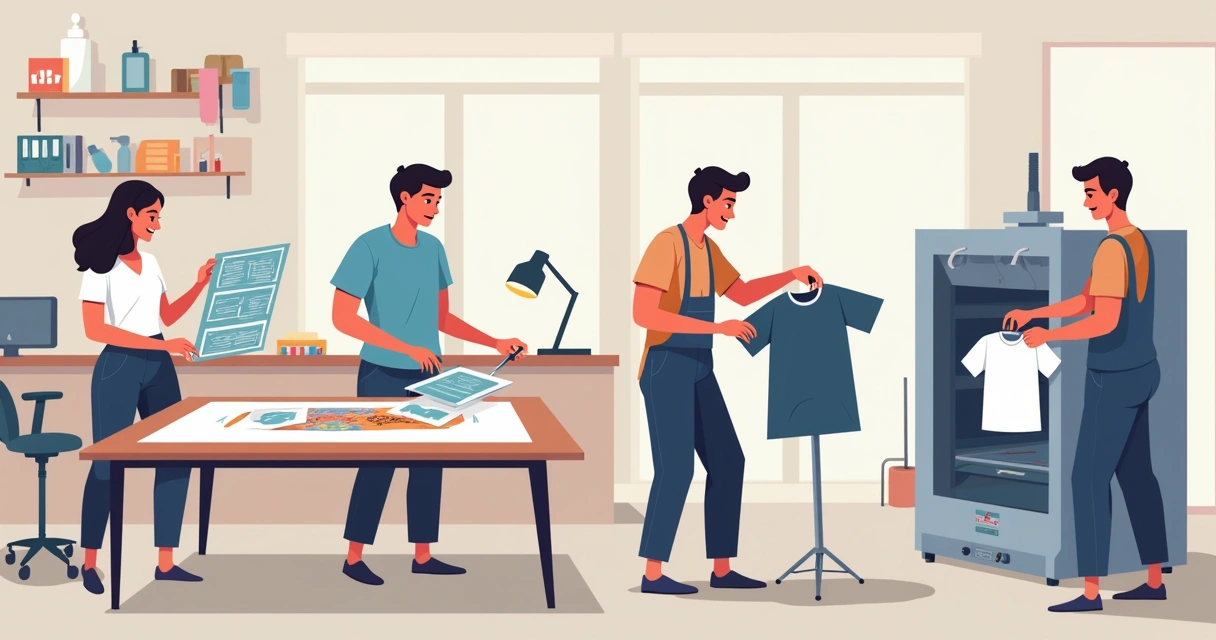 Etapas de preparação e impressão silk screen em camisetas 