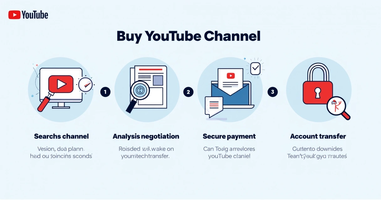 Fluxo mostrando etapas para comprar canal do YouTube 