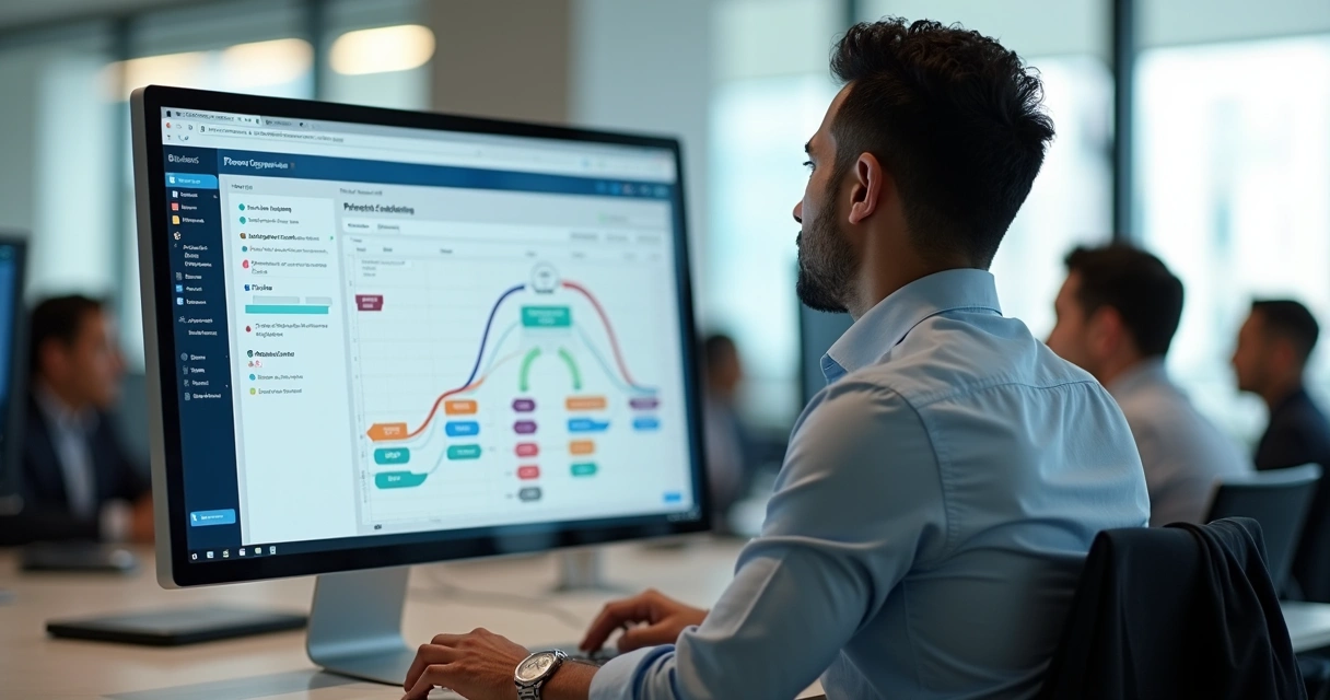 Pessoa utilizando interface visual em plataforma de criação de app