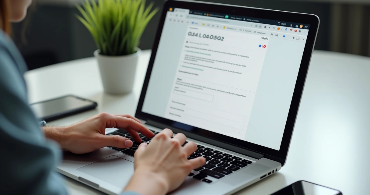 Pessoa preenchendo formulário de denúncia online em notebook 