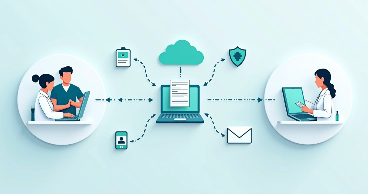 Fluxo digital mostrando emissão de recibo e armazenamento em nuvem