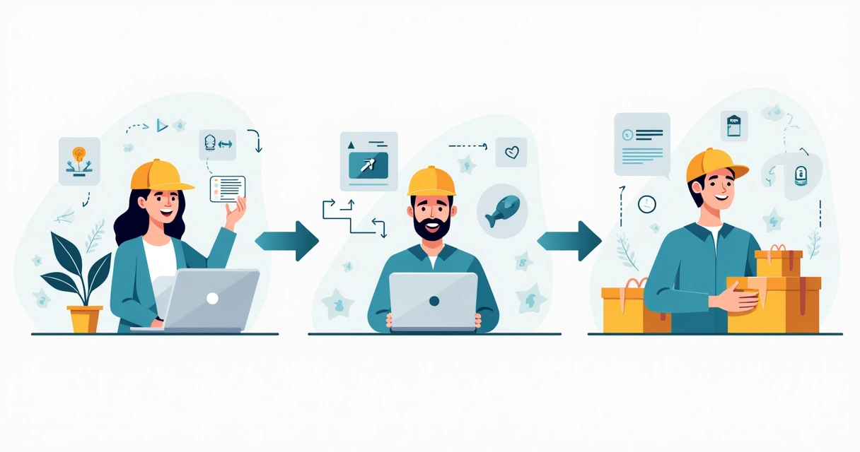 Representação visual de etapas do dropshipping escalável 