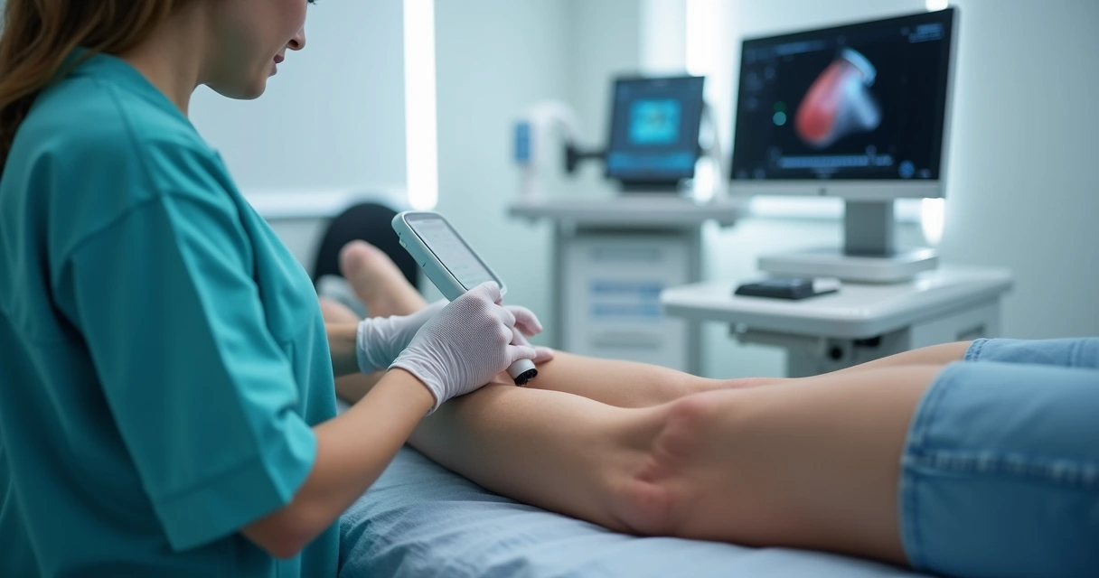Demonstração do tratamento endolaser para varizes guiado por ultrassom 