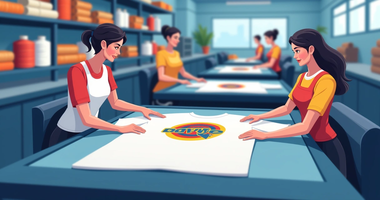 Máquina de estamparia trabalhando em camisetas personalizadas