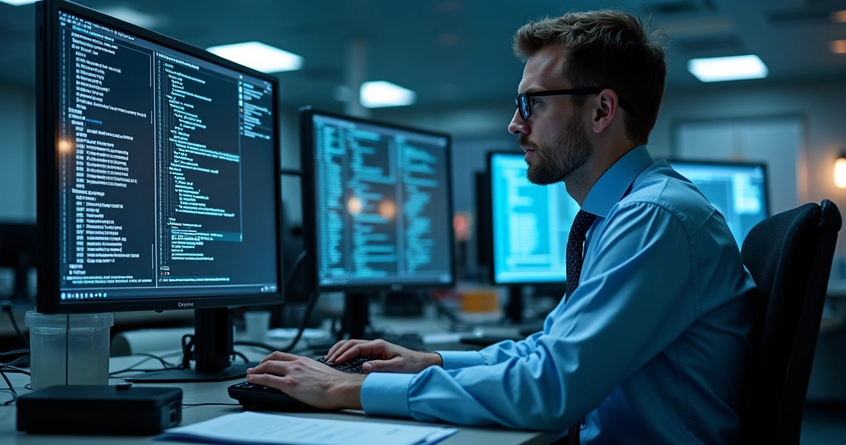 Técnico gera cópia forense de vídeo em laboratório com telas mostrando hashes e cadeias de custódia 