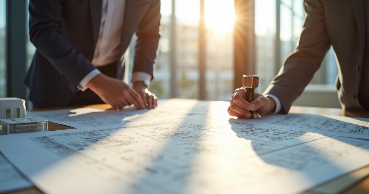 Processo de obtenção de habite-se com vistoria da prefeitura em um escritório moderno 