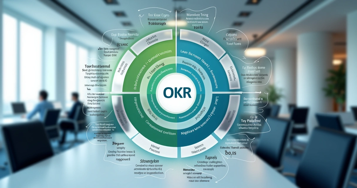 Visão geral de integração entre DMAIC, OKR e melhoria de processos