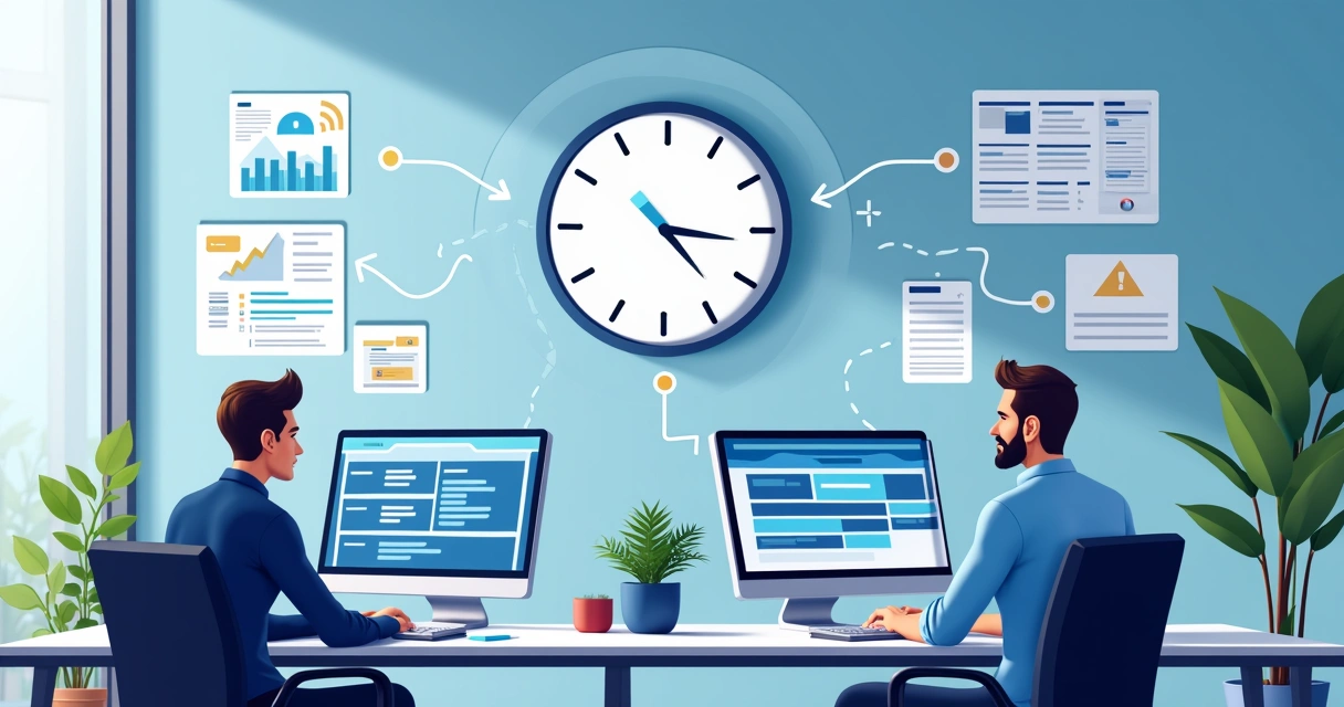 Fluxograma colorido ilustrando integração de ferramentas de TI 