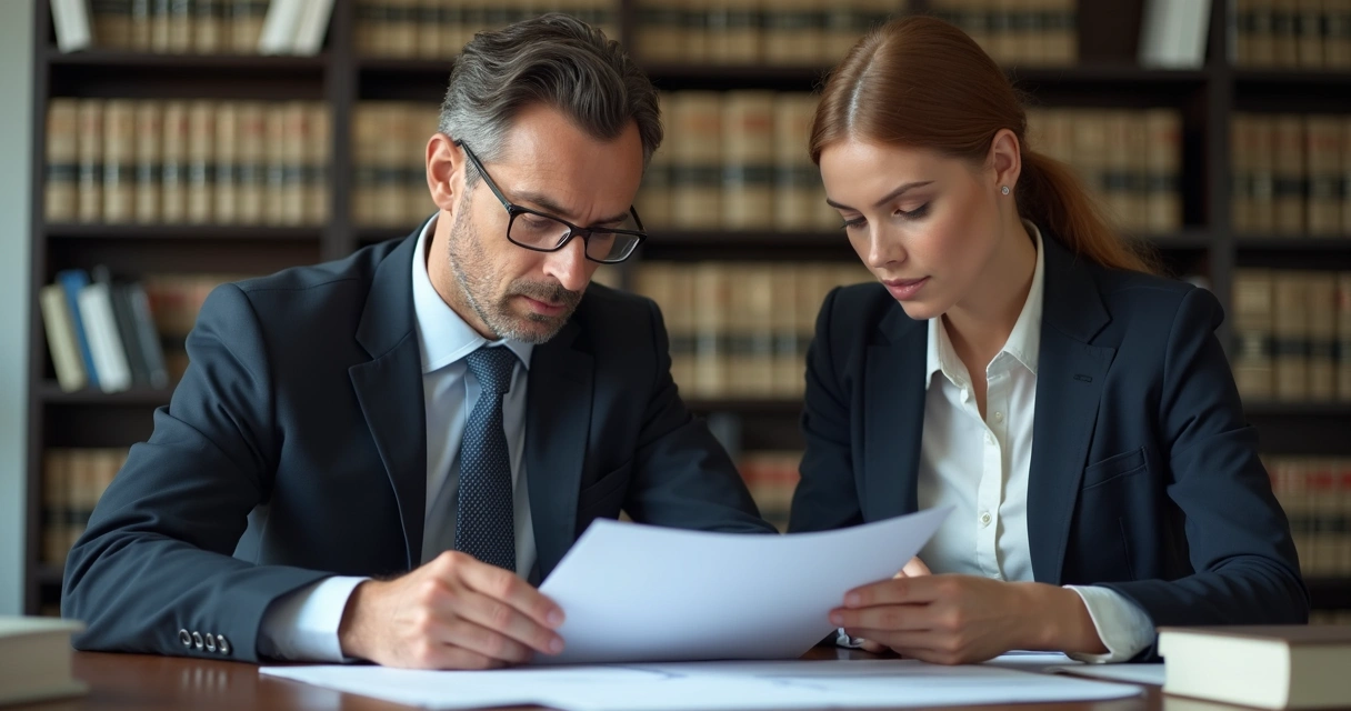 Advogado e cliente analisam documentos processuais 