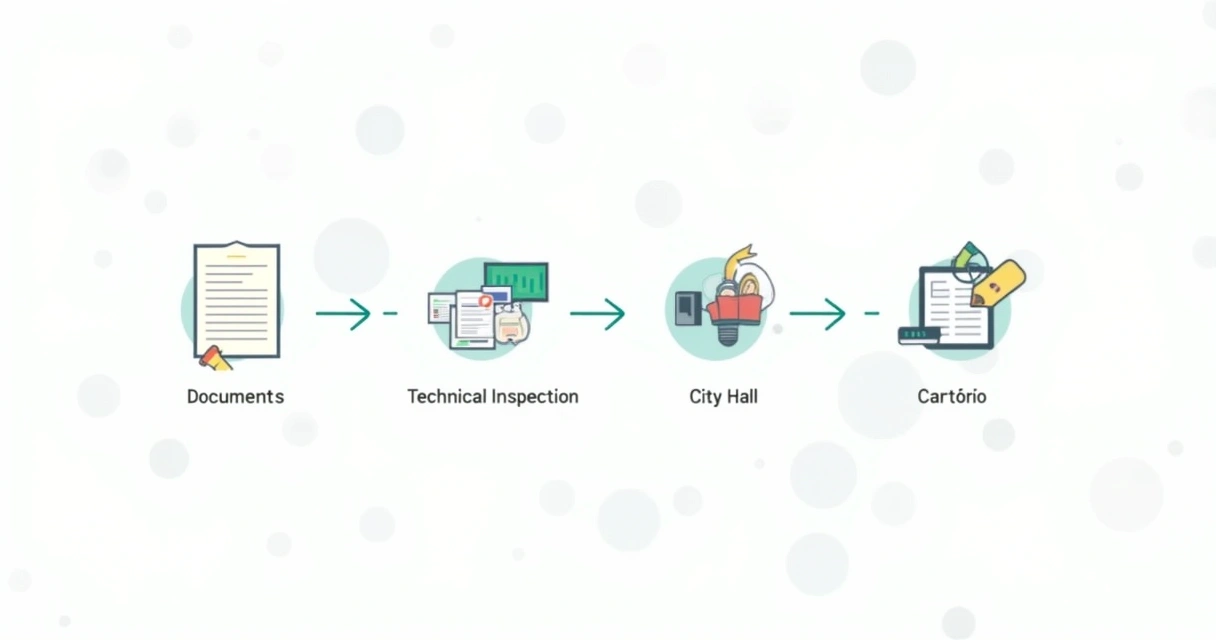Etapas da legalização de imóvel mostradas em gráficos 