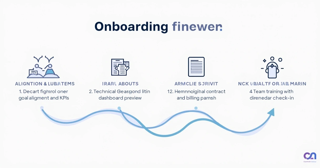 Linha do tempo visual do onboarding de clientes My Group Metrics