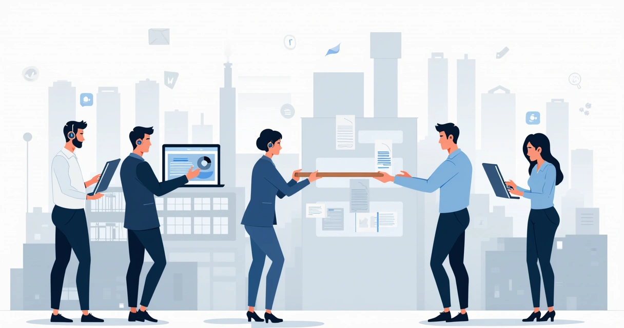 Esquema visual do fluxo de passagem de bastão entre SDR e vendas na indústria 