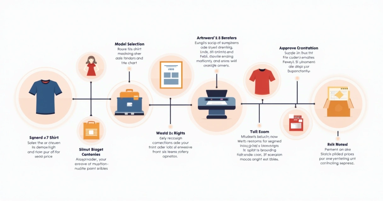 Infográfico visual do passo a passo do pedido de camisetas personalizadas em Avaré